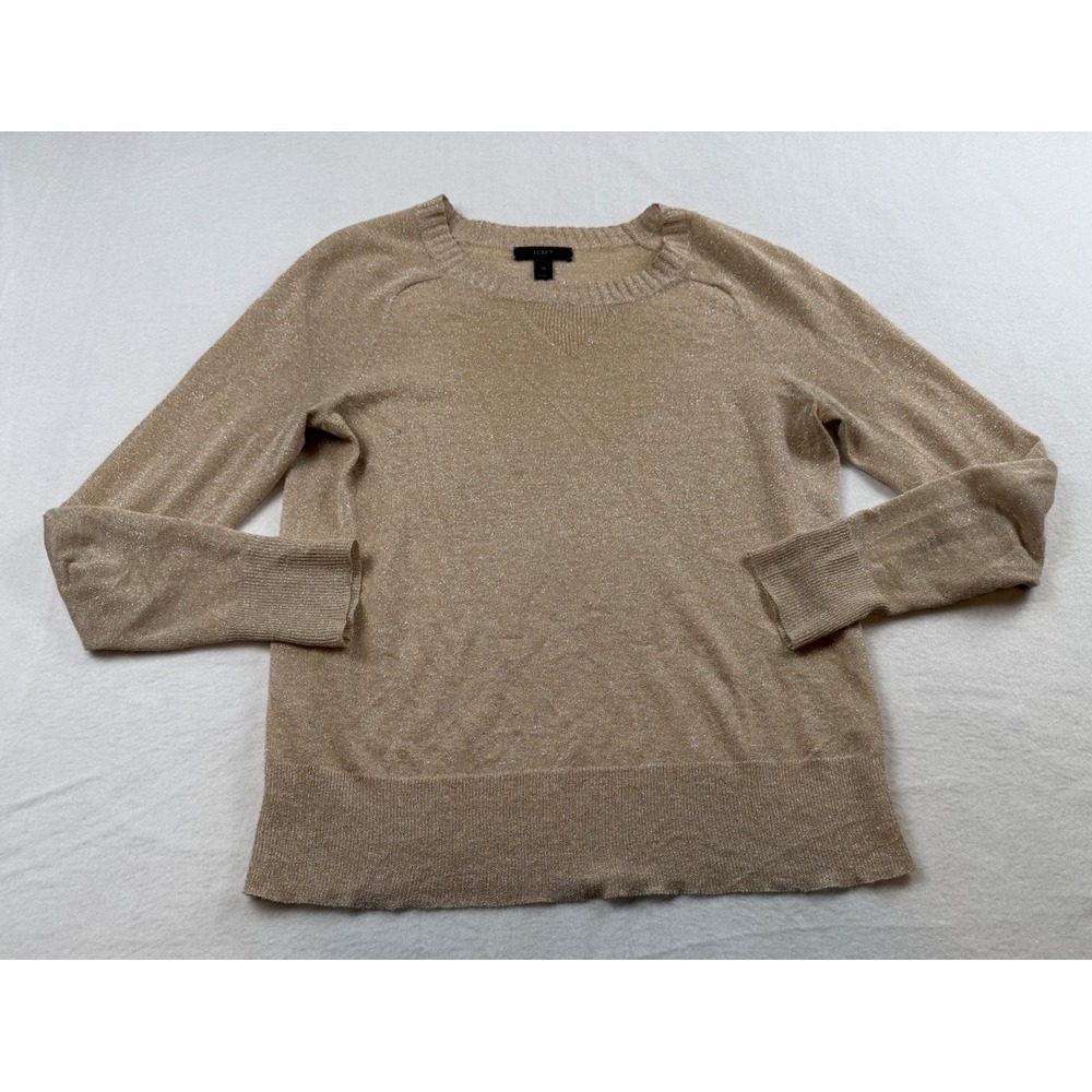 J Crew Gold Metallic Lightweight Sweater Women Size XS